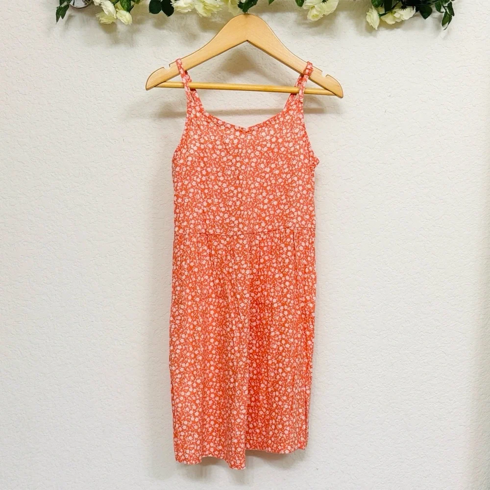 Old Navy • Coral and White Floral Cottagecore Coquette Lightweight Summer Dress
